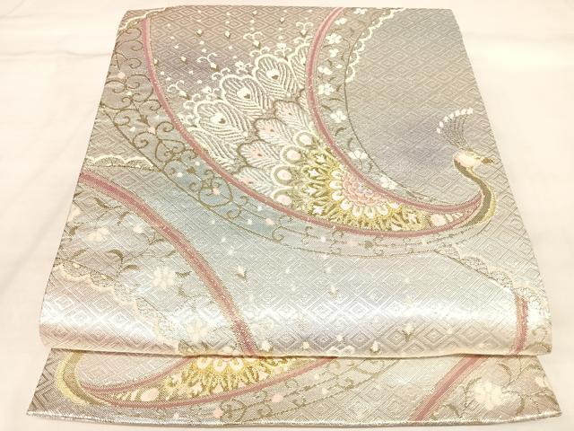 平和屋着物◎二重箔佐賀錦　六通柄袋帯　唐織　孔雀文　金銀糸　正絹　逸品　AABL5868yx
