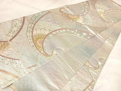 平和屋着物◎二重箔佐賀錦　六通柄袋帯　唐織　孔雀文　金銀糸　正絹　逸品　AABL5868yx