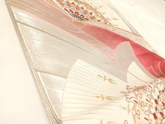 平和屋着物◎両面　六通柄袋帯　唐織　舞蝶文　金銀糸　正絹　逸品　AABL5874yx