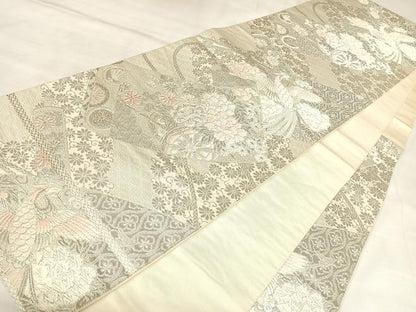 平和屋着物◎六通柄　本袋帯　唐織　鳳凰花車絵巻物　純プラチナ箔　正絹　逸品　AABL5875yx
