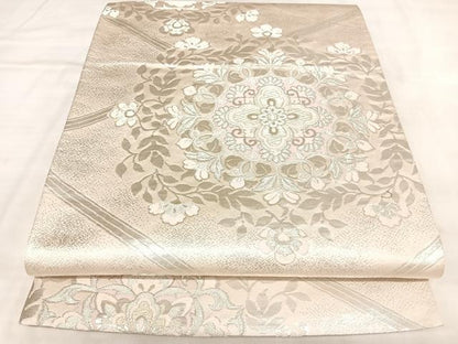 平和屋着物◎六通柄袋帯　正倉院花文　金銀糸　正絹　逸品　AABL5879yx