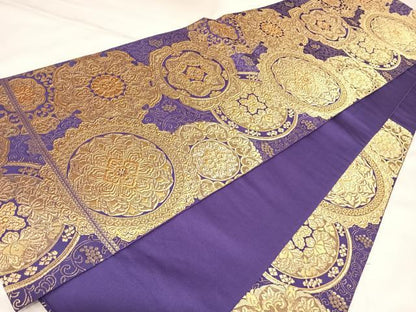 平和屋着物◎六通柄袋帯　正倉院花文　金糸　正絹　逸品　AABL5887yx