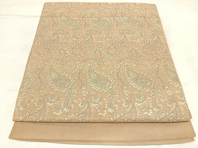 平和屋着物◎六通柄　本袋帯　更紗花文　金糸　正絹　逸品　AABL5893yx