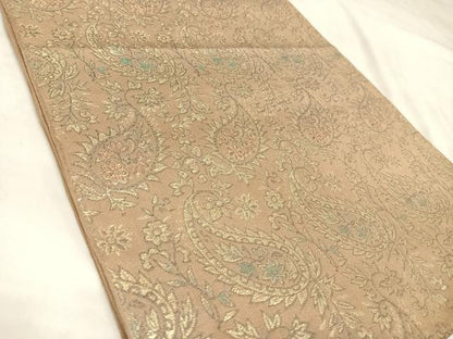 平和屋着物◎六通柄　本袋帯　更紗花文　金糸　正絹　逸品　AABL5893yx