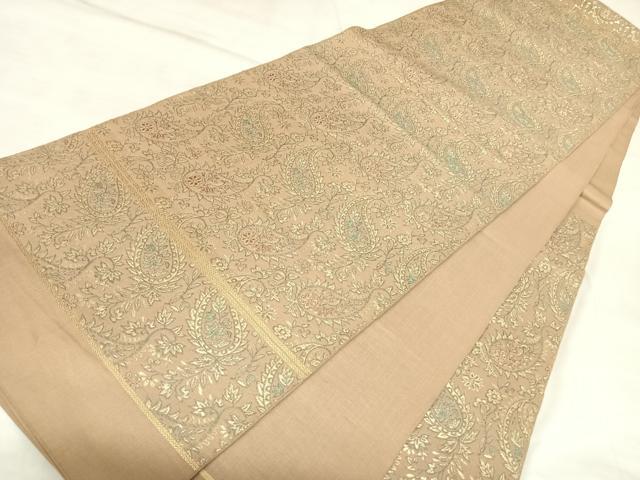 平和屋着物◎六通柄　本袋帯　更紗花文　金糸　正絹　逸品　AABL5893yx