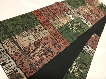 平和屋着物◎六通柄袋帯　古代人物風景文　金糸　正絹　逸品　AABL5895yx