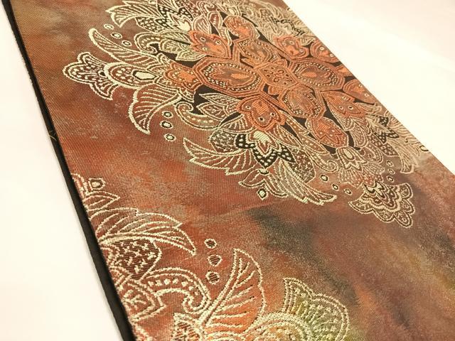 平和屋着物◎六通柄袋帯　正倉院花文　金銀糸　引箔　正絹　逸品　AABL5896yx