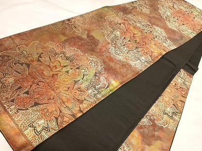 平和屋着物◎六通柄袋帯　正倉院花文　金銀糸　引箔　正絹　逸品　AABL5896yx