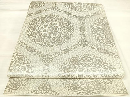 平和屋着物◎六通柄　本袋帯　尾甲花文　プラチナ箔　正絹　逸品　AABL5897yx