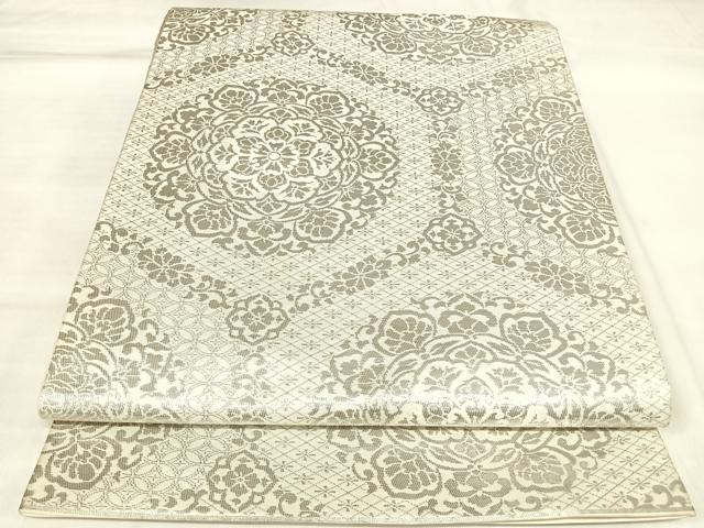 平和屋着物◎六通柄　本袋帯　尾甲花文　プラチナ箔　正絹　逸品　AABL5897yx