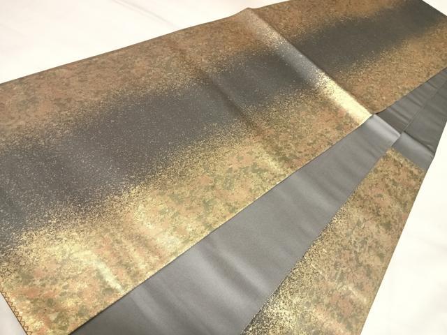 平和屋着物◎六通柄袋帯　霞文　金糸　引箔　正絹　逸品　AABL5899yx