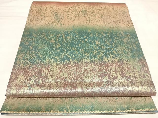 平和屋着物◎六通柄袋帯　横段霞文　金糸　引箔　正絹　逸品　AABL5900yx