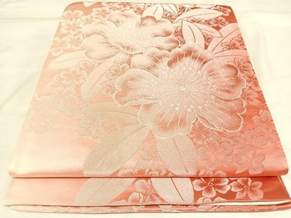 平和屋着物◎両面　全通柄袋帯　舞花文　三松オリジナル帯　銀糸　正絹　逸品　AABL5902yx