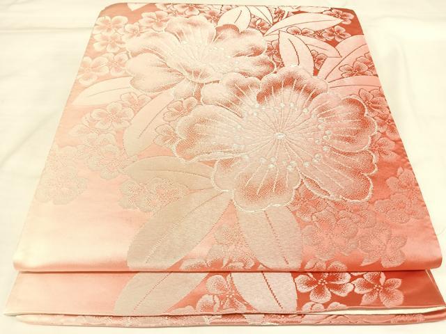 平和屋着物◎両面　全通柄袋帯　舞花文　三松オリジナル帯　銀糸　正絹　逸品　AABL5902yx