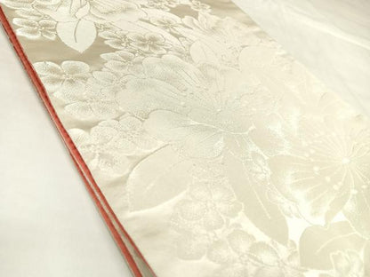 平和屋着物◎両面　全通柄袋帯　舞花文　三松オリジナル帯　銀糸　正絹　逸品　AABL5902yx
