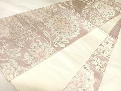 平和屋着物◎六通柄袋帯　唐織　正倉院花文　銀糸　正絹　逸品　AABL5903yx