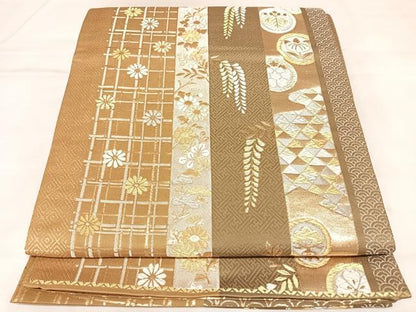 平和屋着物◎六通柄袋帯　唐織　粋遊山　金銀糸　正絹　逸品　AABL5907yx