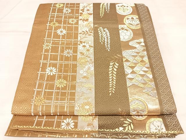 平和屋着物◎六通柄袋帯　唐織　粋遊山　金銀糸　正絹　逸品　AABL5907yx