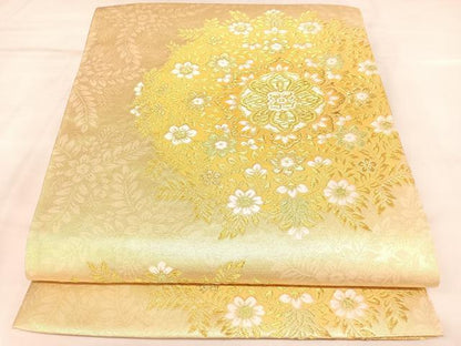 平和屋着物◎六通柄袋帯　唐織　正倉院花文　金糸　正絹　逸品　AABL5908yx