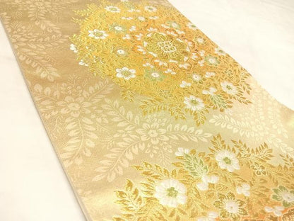 平和屋着物◎六通柄袋帯　唐織　正倉院花文　金糸　正絹　逸品　AABL5908yx