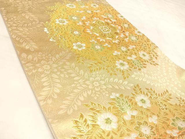 平和屋着物◎六通柄袋帯　唐織　正倉院花文　金糸　正絹　逸品　AABL5908yx