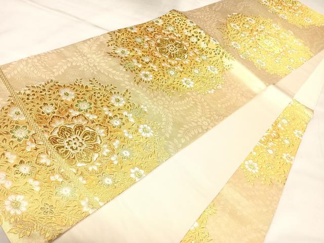平和屋着物◎六通柄袋帯　唐織　正倉院花文　金糸　正絹　逸品　AABL5908yx