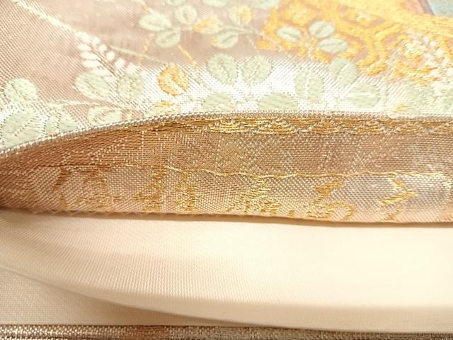 平和屋着物◎六通柄袋帯　唐織　優雅扇面文　金銀糸　正絹　逸品　AABL5912yx