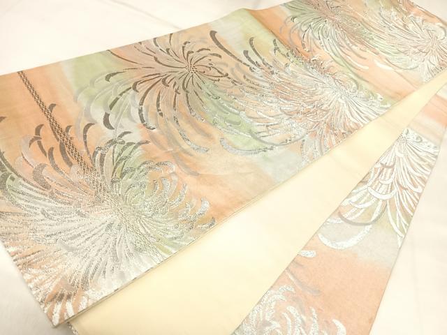 平和屋着物◎六通柄袋帯　乱菊　銀糸　正絹　逸品　AABL5915yx