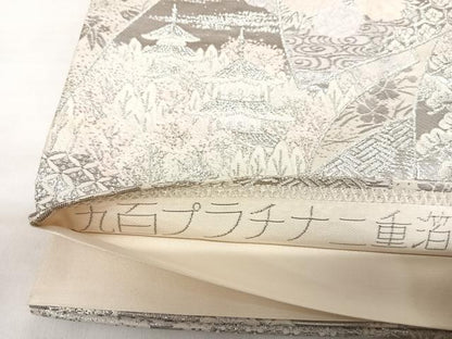 平和屋着物◎六通柄袋帯　唐織　洛東地紙文　九百プラチナ二重箔　正絹　逸品　AABL5916yx