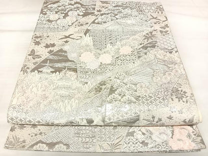 平和屋着物◎六通柄袋帯　唐織　洛東地紙文　九百プラチナ二重箔　正絹　逸品　AABL5916yx
