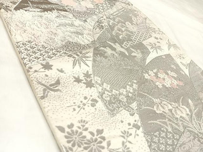 平和屋着物◎六通柄袋帯　唐織　洛東地紙文　九百プラチナ二重箔　正絹　逸品　AABL5916yx