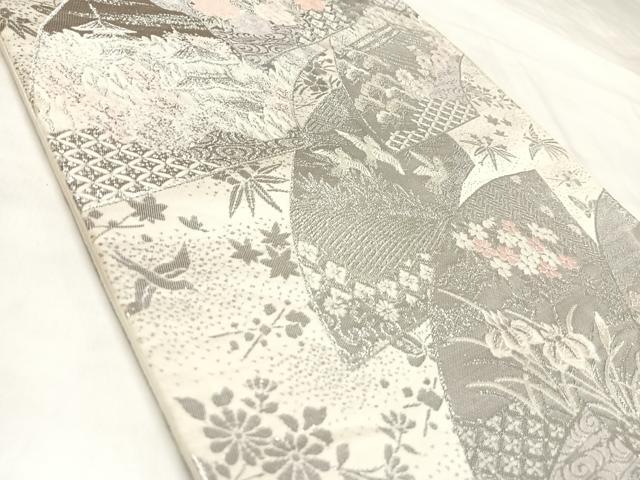 平和屋着物◎六通柄袋帯　唐織　洛東地紙文　九百プラチナ二重箔　正絹　逸品　AABL5916yx