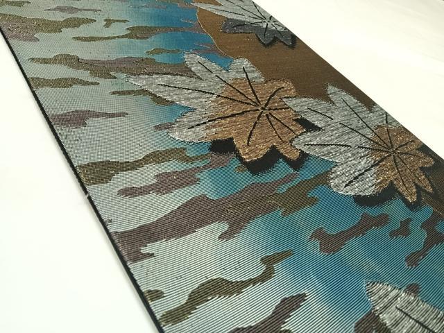平和屋着物◎六通柄袋帯　紅葉　金銀糸　正絹　逸品　AABL5926yx