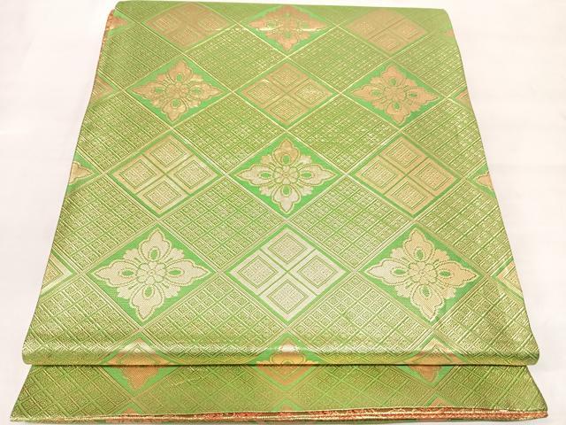 平和屋着物◎佐賀錦　両面　全通柄袋帯　唐織　花菱文　金糸　正絹　逸品　AABL5933yx