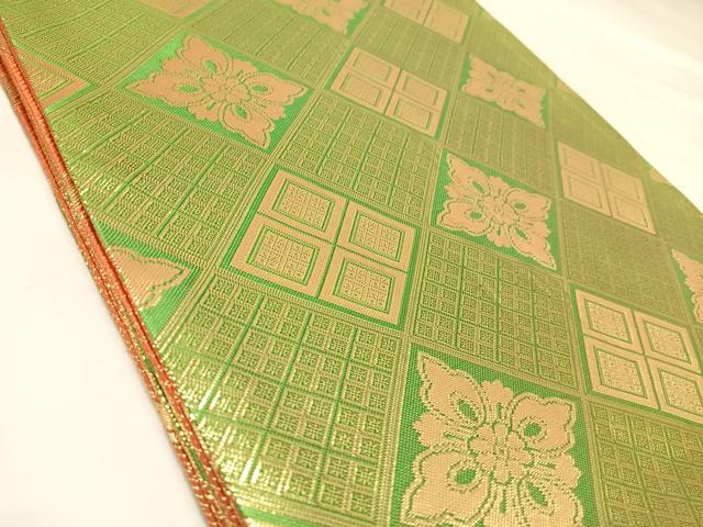 平和屋着物◎佐賀錦　両面　全通柄袋帯　唐織　花菱文　金糸　正絹　逸品　AABL5933yx