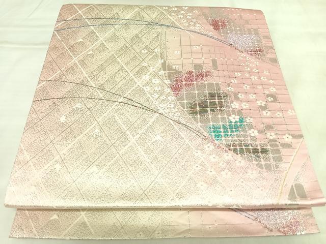 平和屋着物◎六通柄袋帯　舞蝶文　金銀糸　正絹　逸品　AABL5935yx