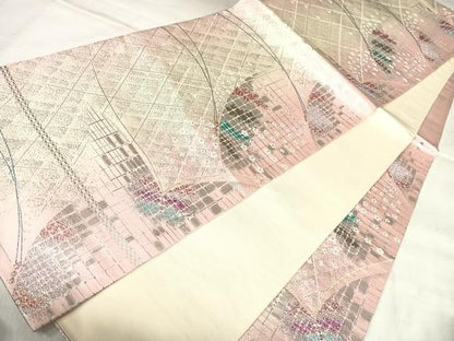 平和屋着物◎六通柄袋帯　舞蝶文　金銀糸　正絹　逸品　AABL5935yx