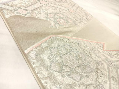平和屋着物◎六通柄袋帯　唐織　松皮菱亀甲花文　オロール二重箔　正絹　逸品　AABL5936yx