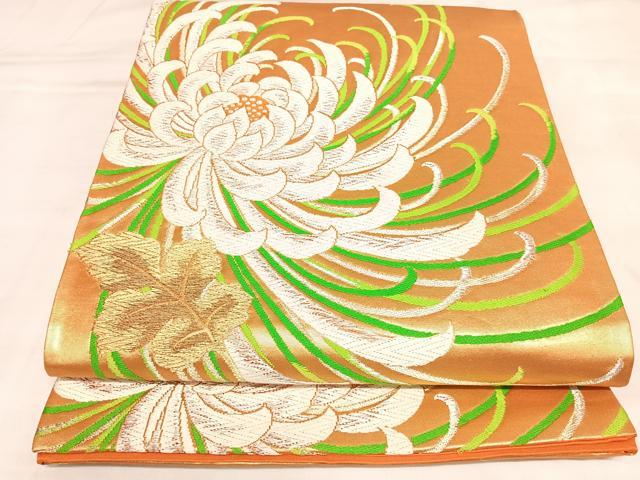 平和屋着物◎六通柄袋帯　唐織　乱菊　金銀糸　正絹　逸品　AABL5943yx