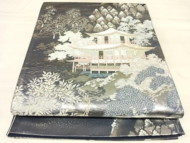 平和屋着物◎西陣　六通柄袋帯　京乃里金閣　プラチナ箔二重織　正絹　逸品　AABL5945yx
