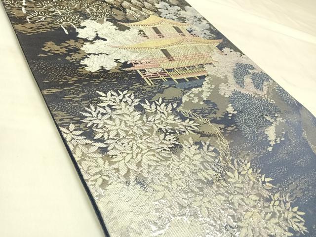 平和屋着物◎西陣　六通柄袋帯　京乃里金閣　プラチナ箔二重織　正絹　逸品　AABL5945yx