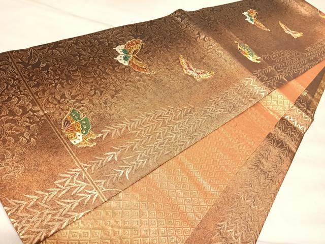 平和屋着物◎佐賀錦　六通柄袋帯　唐織　舞蝶文　紬彩箔　正絹　逸品　AABL5950yx