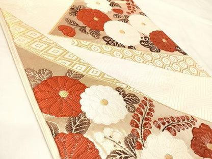 平和屋着物◎六通柄袋帯　唐織　草花文　金糸　正絹　逸品　AABL5979yx