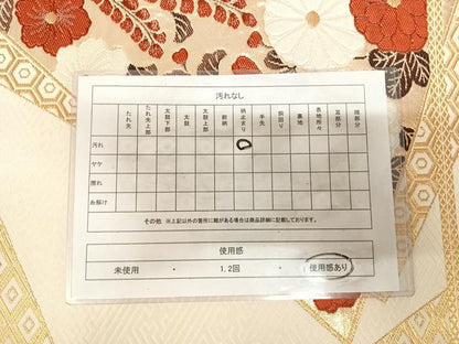 平和屋着物◎六通柄袋帯　唐織　草花文　金糸　正絹　逸品　AABL5979yx