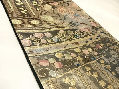 平和屋着物◎六通柄袋帯　花鳥間道　金銀糸　正絹　逸品　AABL5991yx