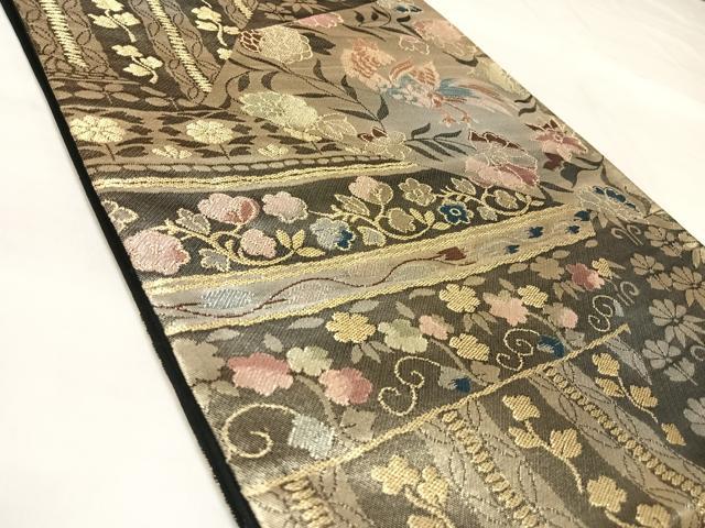 平和屋着物◎六通柄袋帯　花鳥間道　金銀糸　正絹　逸品　AABL5991yx
