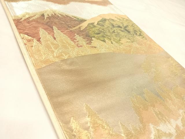 平和屋着物◎六通柄袋帯　遠山風景文　金銀糸　引箔　正絹　逸品　AABL5997yx