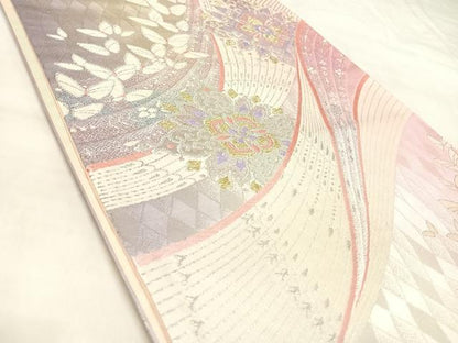 平和屋着物◎六通柄袋帯　唐織　正倉院花蝶文　金銀糸　正絹　逸品　AABL5999yx