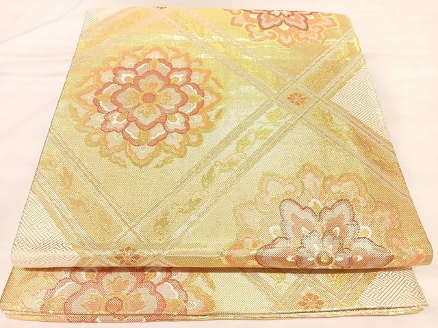 平和屋着物◎佐賀錦　六通柄袋帯　花菱文　金糸　正絹　逸品　AABL6004yx