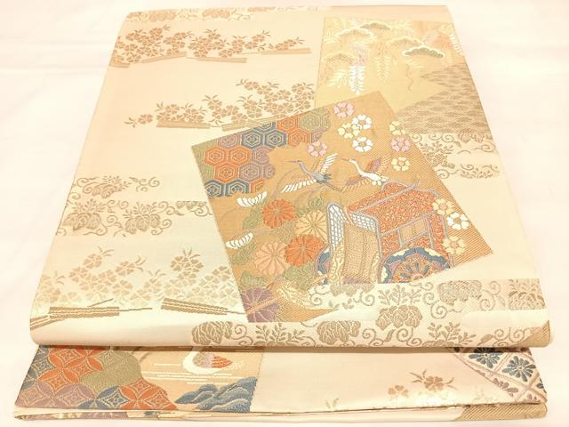 平和屋着物◎六通柄袋帯　唐織　色紙慶長小袖　金糸　正絹　逸品　AABL6006yx